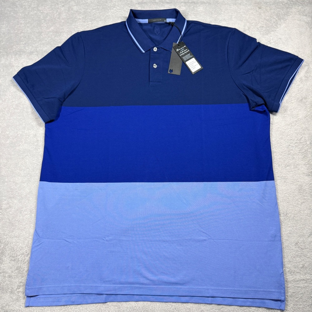 Greyson XL Taconic Polo Mens‎ Blue Colorblock Pima Cotton PT5784-FA16/1.377 NEW